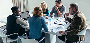 A group of researchers talking